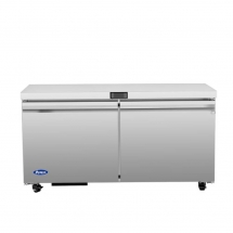 ATOSA 60" Stainless Steel Hinged Solid 2 Door Under Counter Freezer AUF60SD