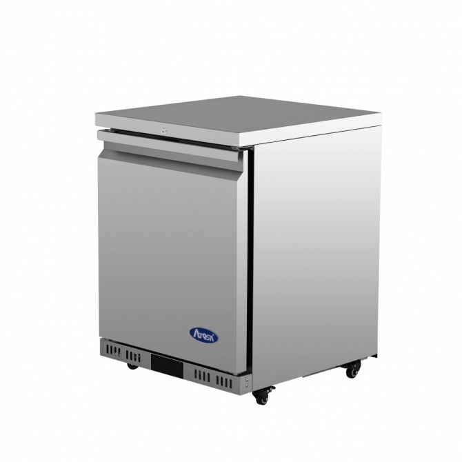 ATOSA 24" Stainless Steel Right Hinged Solid 1 Door Under Counter Freezer Shallow Depth AUF24SD