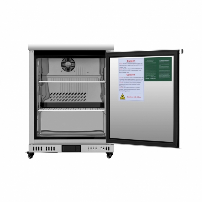 ATOSA 24" Stainless Steel Right Hinged Solid 1 Door Under Counter Freezer Shallow Depth AUF24SD