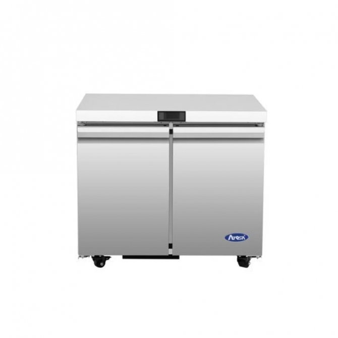 ATOSA 36" Stainless Steel Hinged Solid 2 Doors Under Counter Freezer AUF36SD