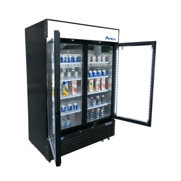ATOSA 39.5" Black Exterior Hinged Glass 2 Door Cooler MCF8733GR