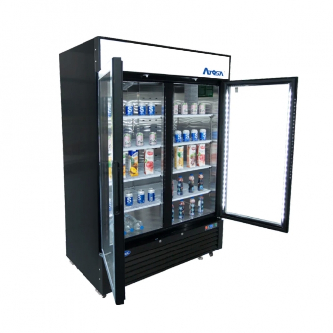 ATOSA 39.5" Black Exterior 2 Hinged Glass Door Freezer MCF8732GR