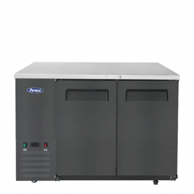 Atosa 48" Black Exterior Hinged Solid 2 Doors Shallow Depth Back Bar Cooler SBB48GRAUS2
