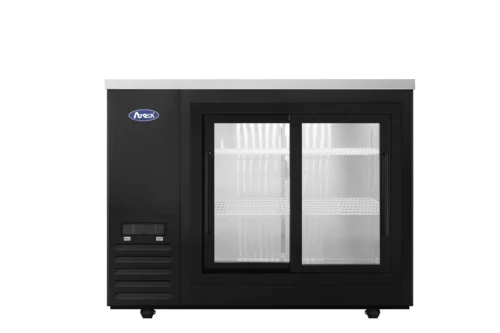 Atosa 48" Black Exterior Sliding Glass 2 Doors Shallow Depth Back Bar Cooler SBB48SGGRAUS2