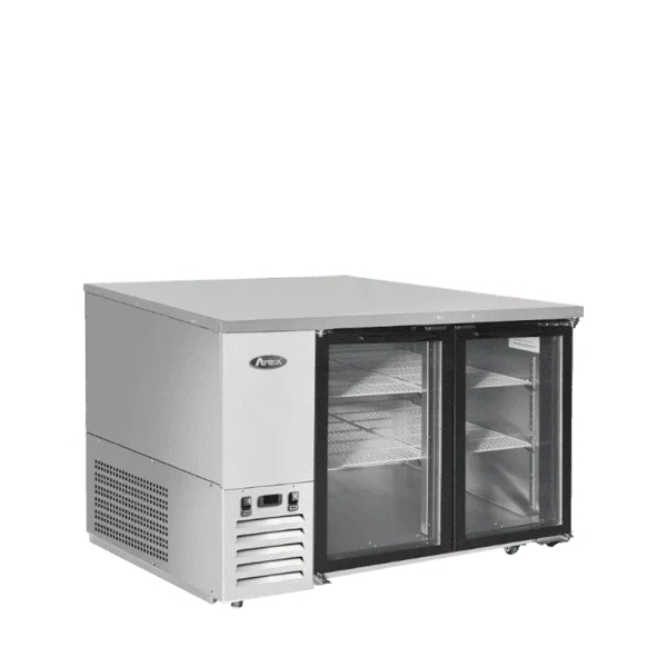 Atosa 48" Stainless Steel Hinged Glass 2 Doors Shallow Depth Back Bar Cooler SBB48GGRAUS1