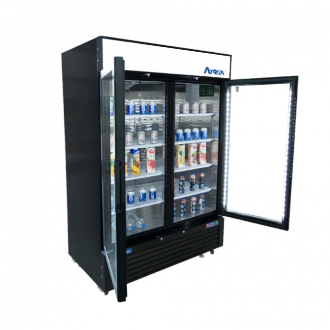 ATOSA  54" Black Exterior Hinged Glass 2 Doors Cooler MCF8723GR