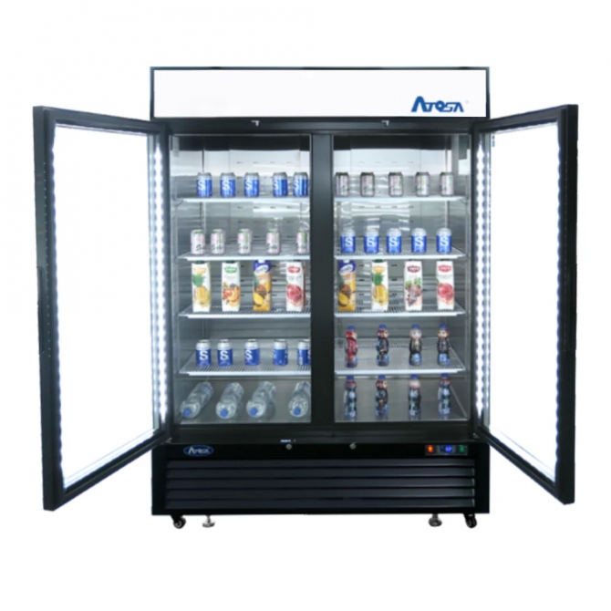 ATOSA 54" Black Exterior Hinged Glass 2 Doors Freezer MCF8721ES