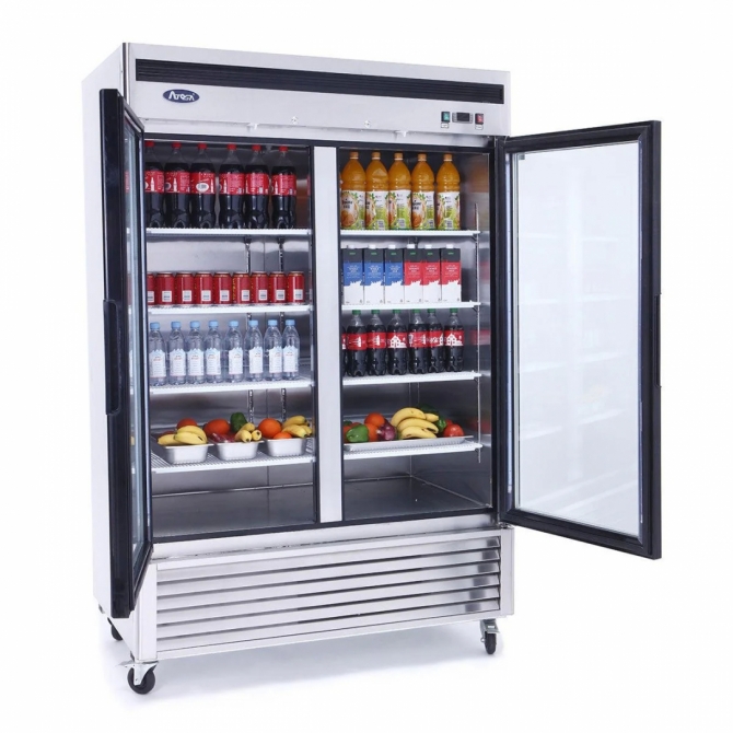 Atosa 54" Stainless Steel Hinged Glass 2 Door Cooler MCF8707GR