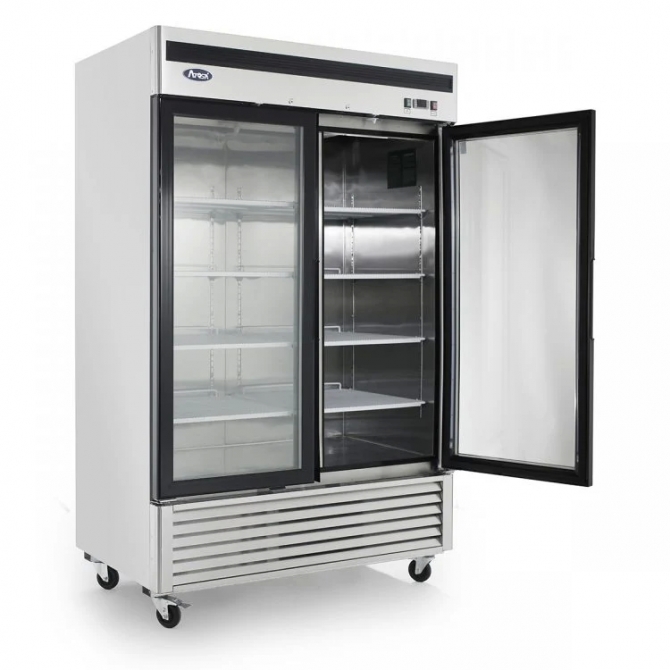 Atosa 54" Stainless Steel Hinged Glass 2 Door Cooler MCF8707GR