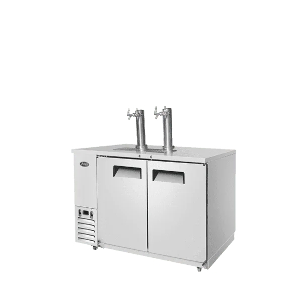 ATOSA 58" Stainless Steel Hinged Solid 2 Doors Direct Draw Keg Cooler with 2 Beer Tap Towers MKC58GR 