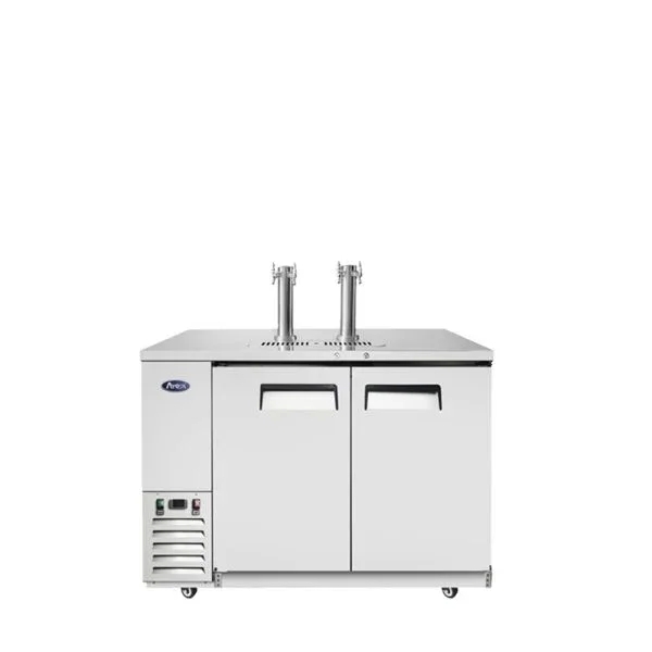 ATOSA 58" Stainless Steel Hinged Solid 2 Doors Direct Draw Keg Cooler with 2 Beer Tap Towers MKC58GR 