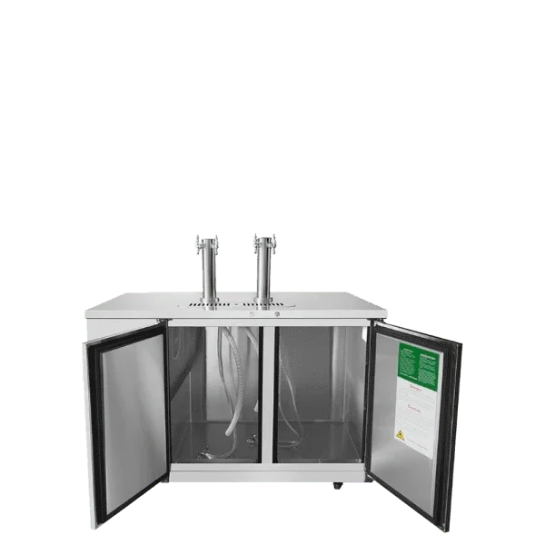 ATOSA 58" Stainless Steel Hinged Solid 2 Doors Direct Draw Keg Cooler with 2 Beer Tap Towers MKC58GR 