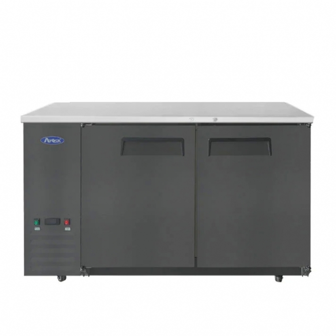 Atosa 59" Black Exterior Hinged Solid 2 Doors Shallow Depth Back Bar Cooler SBB59GRAUS2
