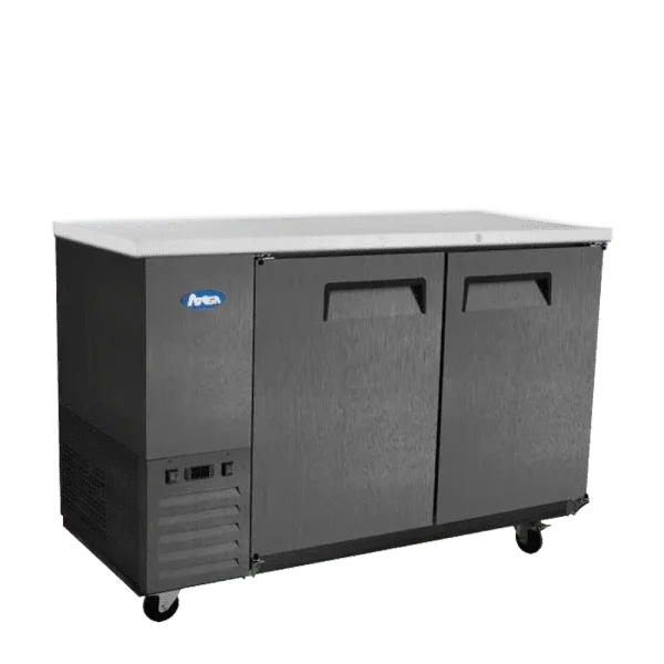 Atosa 59" Black Exterior Hinged Solid 2 Doors Shallow Depth Back Bar Cooler SBB59GRAUS2