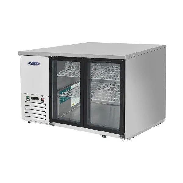 ATOSA 59" Stainless Steel Hinged Glass 2 Door Back Bar Cooler MBB59GGR 