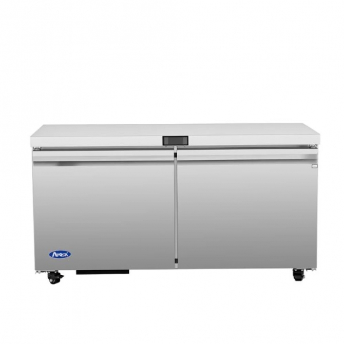 ATOSA 60" Stainless Steel Hinged Solid 2 Door Under Counter Cooler AUR60SD