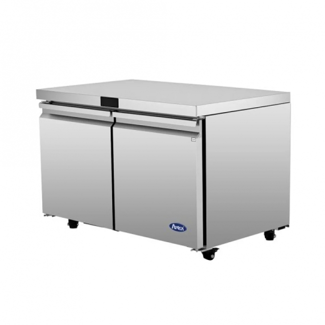 ATOSA 60" Stainless Steel Hinged Solid 2 Door Under Counter Freezer AUF60SD