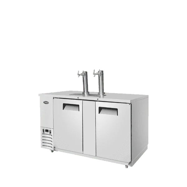 ATOSA 68" Stainless Steel Hinged Solid 2 Doors Direct Draw Keg Cooler with 2 Beer Tap Towers MKC68GR 