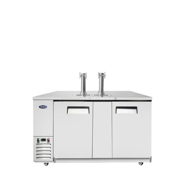 ATOSA 68" Stainless Steel Hinged Solid 2 Doors Direct Draw Keg Cooler with 2 Beer Tap Towers MKC68GR 