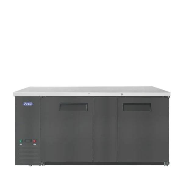 Atosa 69" Black Exterior Hinged Solid 2 Doors Shallow Depth Back Bar Cooler SBB69GRAUS2