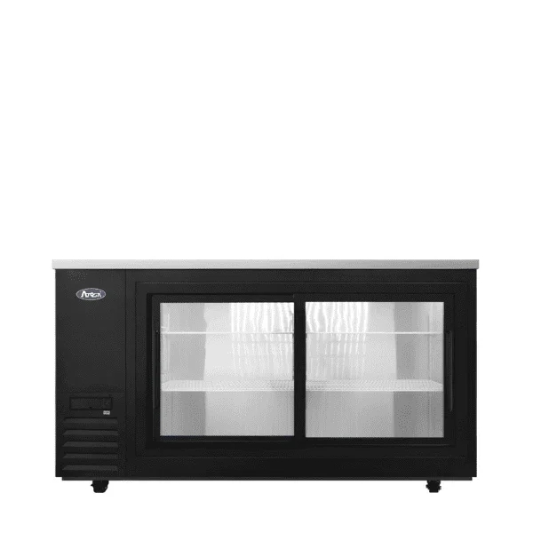 Atosa 69" Black Exterior Sliding Glass 2 Doors Shallow Depth Back Bar Cooler SBB69SGGRAUS2