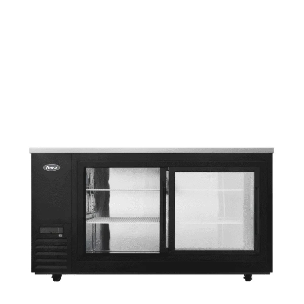 Atosa 69" Black Exterior Sliding Glass 2 Doors Shallow Depth Back Bar Cooler SBB69SGGRAUS2