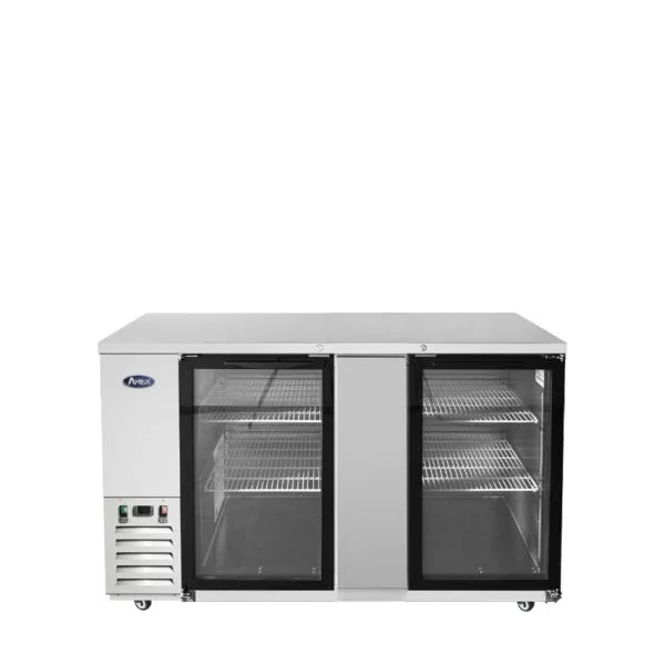 Atosa 69" Stainless Steel Hinged Glass 2 Doors Shallow Depth Back Bar Cooler SBB69GGRAUS1
