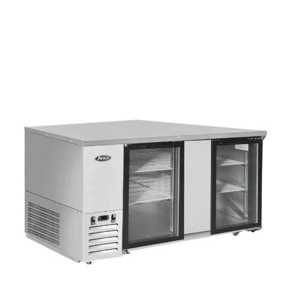 Atosa 69" Stainless Steel Hinged Glass 2 Doors Shallow Depth Back Bar Cooler SBB69GGRAUS1