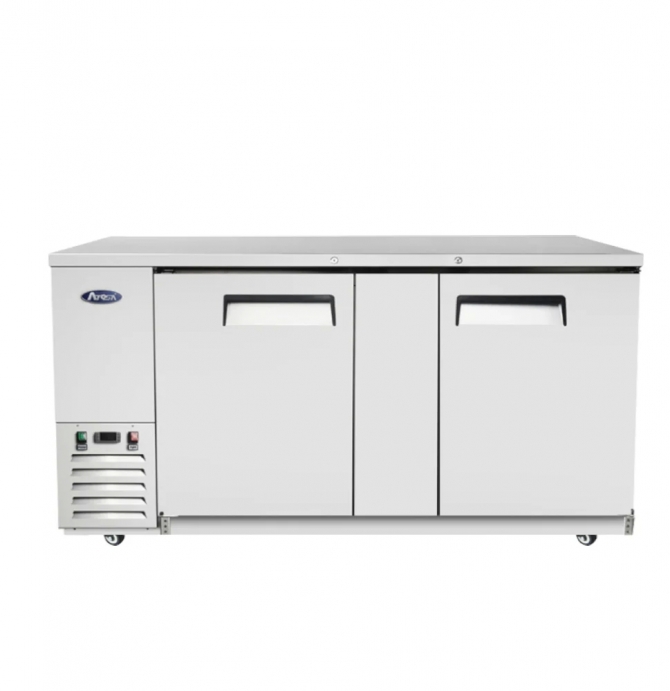 Atosa 69" Stainless Steel Hinged Solid 2 Doors Shallow Depth Back Bar Cooler SBB69GRAUS1 