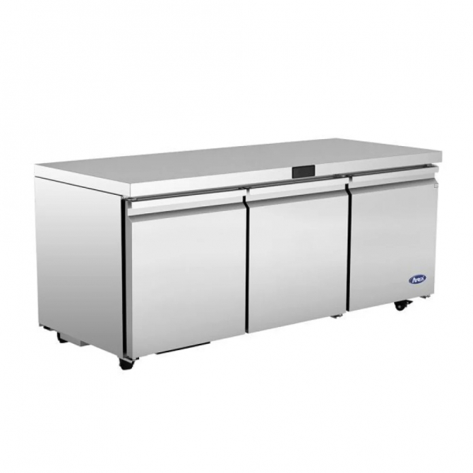 ATOSA  72" Stainless Steel Hinged Solid 3 Door Under Counter Cooler AUR72SD