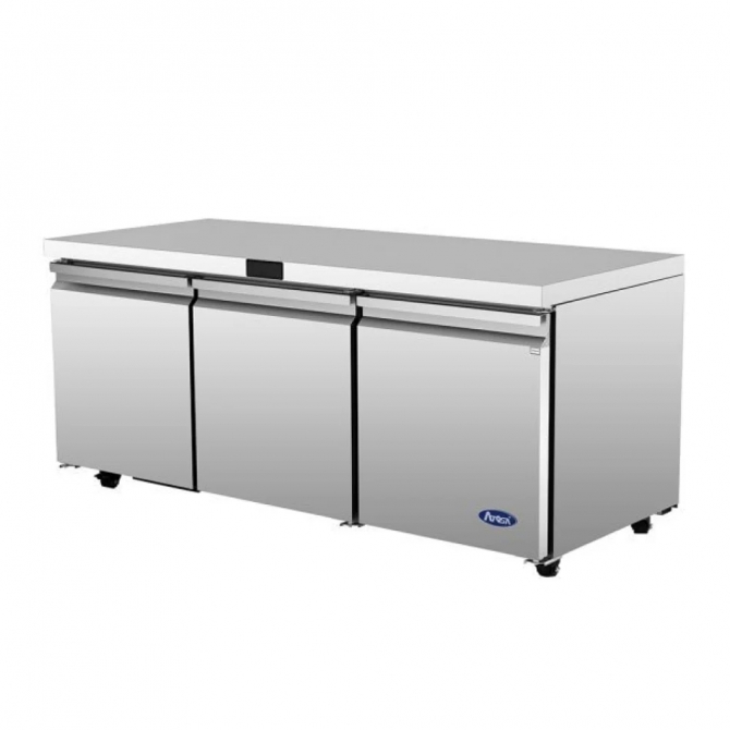 ATOSA  72" Stainless Steel Hinged Solid 3 Door Under Counter Cooler AUR72SD