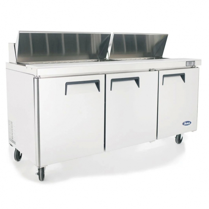 ATOSA 72" Refrigerated Standard Top Sandwich Prep. Table  with 18 x 1/6 poly pans MSF8304GR 