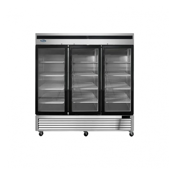 Atosa 81" Stainless Steel Hinged Glass 3 Door Freezer MCF8704GR