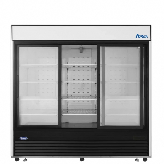 ATOSA 82" Black Exterior 3 Sliding Glass Door Cooler MCF8729GR  