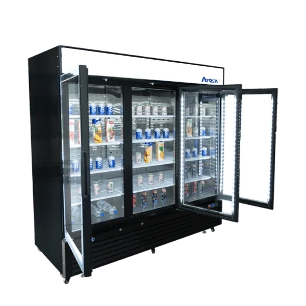 Atosa 82" Black Exterior Hinged Glass 3 Door Cooler MCF8724GR