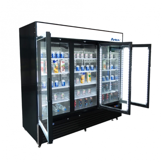 ATOSA 82" Black Exterior Hinged Glass 3 Door Freezer MCF8728GR