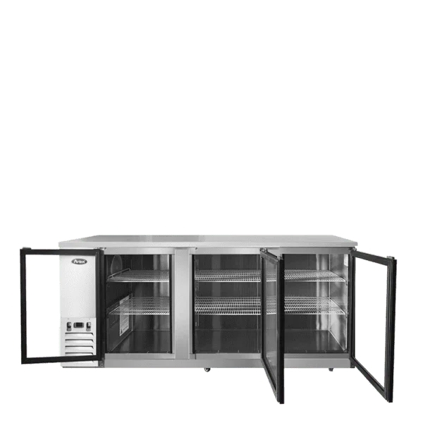 ATOSA 90" Stainless Steel Hinged Glass 2 Door Back Bar Cooler MBB90GGR 
