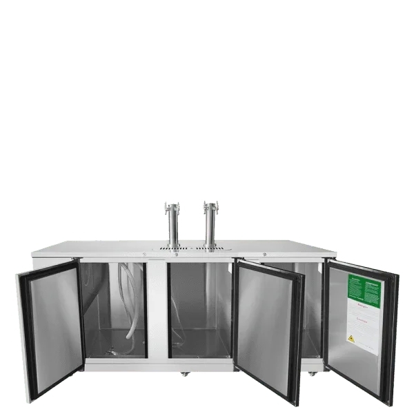 ATOSA 90" Stainless Steel Hinged Solid 3 Doors Direct Draw Keg Cooler with 2 Beer Tap Towers MKC90GR 