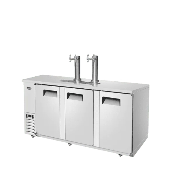 ATOSA 90" Stainless Steel Hinged Solid 3 Doors Direct Draw Keg Cooler with 2 Beer Tap Towers MKC90GR 