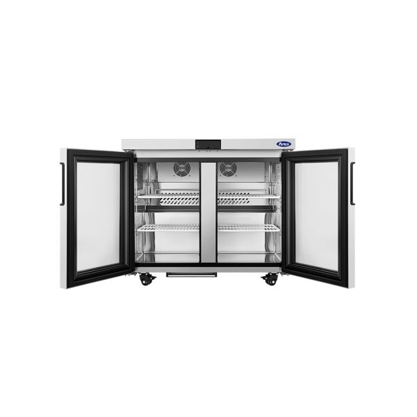 ATOSA AUR36GD 36" Stainless Steel Hinged Glass 2 Doors Under Counter Cooler 