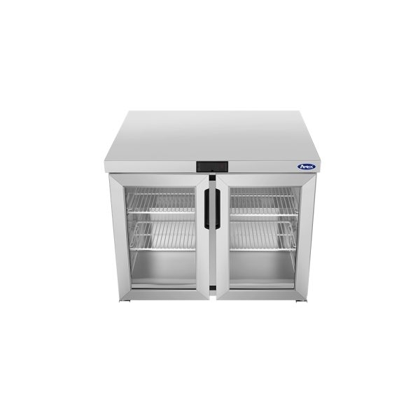 ATOSA AUR36GD 36" Stainless Steel Hinged Glass 2 Doors Under Counter Cooler 