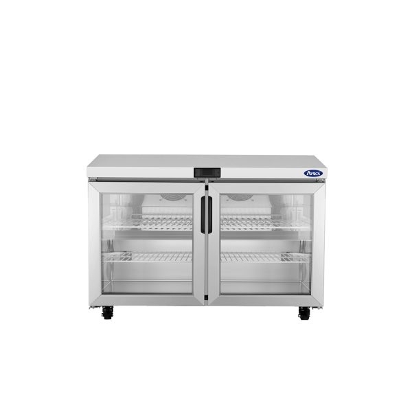 ATOSA AUR48GD 48" Stainless Steel Hinged Glass 2 Doors Under Counter Cooler