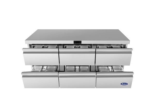 ATOSA AUR72D4 72" Stainless Steel 6 Drawers Under Counter Cooler