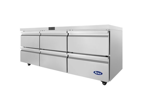 ATOSA AUR72D4 72" Stainless Steel 6 Drawers Under Counter Cooler