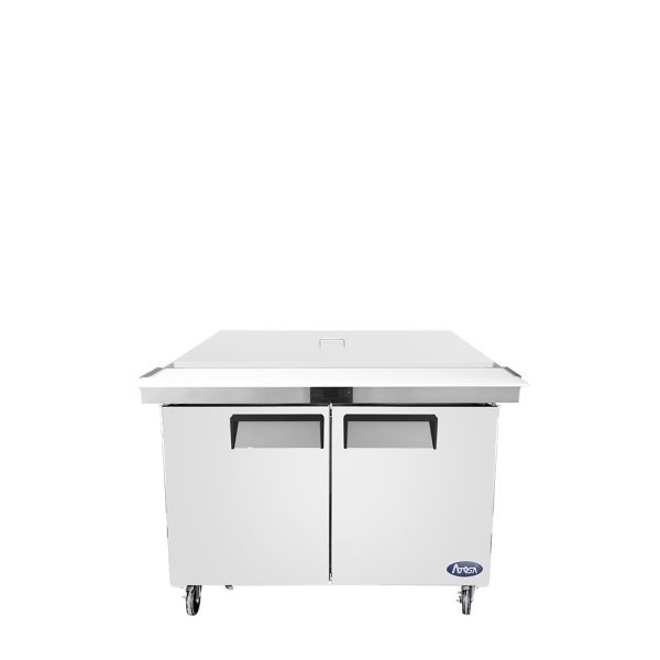 ATOSA MSF8306GR-NTCV Refrigerated 48" MEGA Top Sandwich Prep. Table with Night Covers and 18 x 1/6 poly pans 