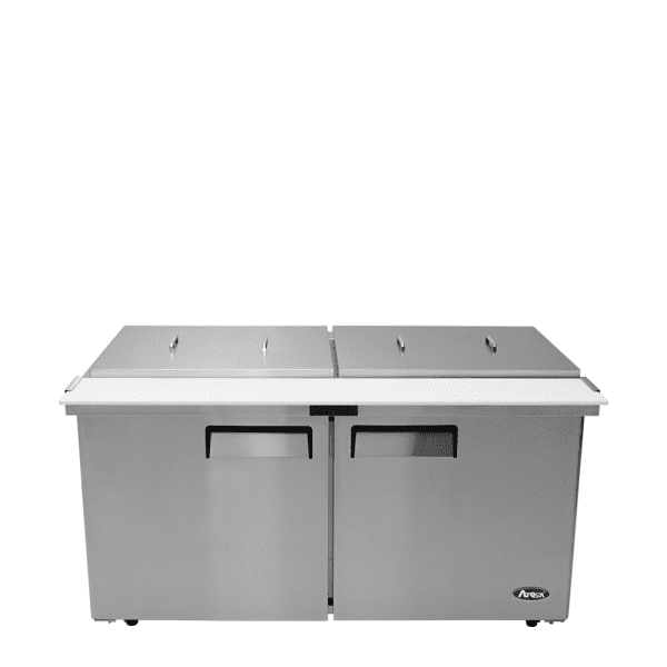 ATOSA MSF8307GR-NTCV Refrigerated 60" MEGA Top Sandwich Prep. Table with Night Covers and 24 x 1/6 poly pans 