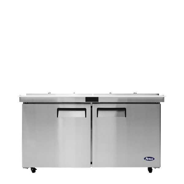 ATOSA MSF8307GR-NTCV Refrigerated 60" MEGA Top Sandwich Prep. Table with Night Covers and 24 x 1/6 poly pans 