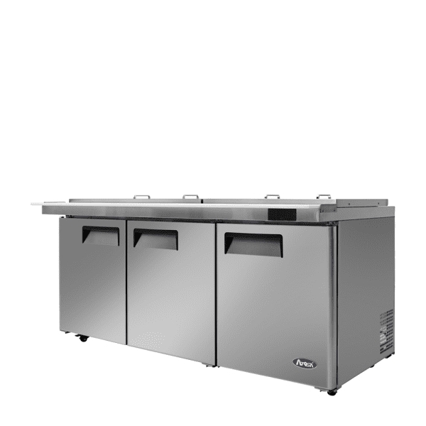 ATOSA MSF8308GR-NTCV Refrigerated 72" MEGA Top Sandwich Prep. Table with Night Covers and 30 x 1/6 poly pans 