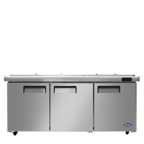 ATOSA MSF8308GR-NTCV Refrigerated 72" MEGA Top Sandwich Prep. Table with Night Covers and 30 x 1/6 poly pans 
