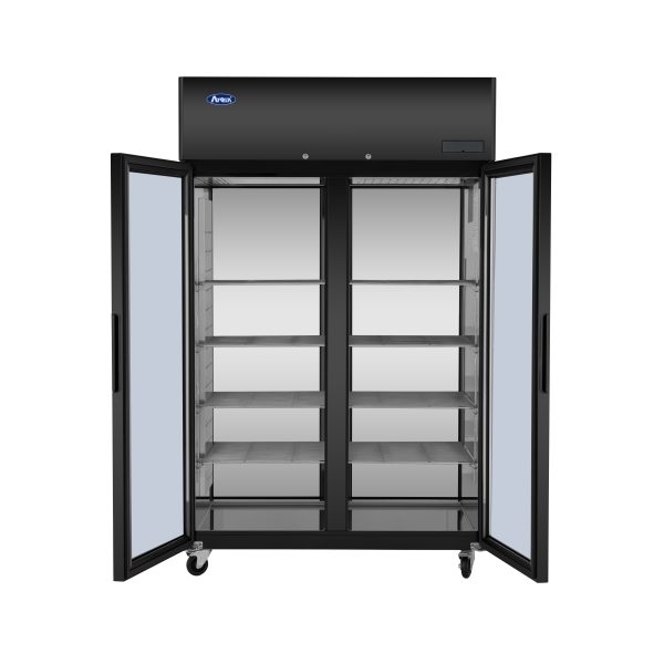 ATOSA PLUS-F2B-GD-S-PT Top Mount Compressor Pass Thru Hinged FRONT & REAR Glass Doors Cooler